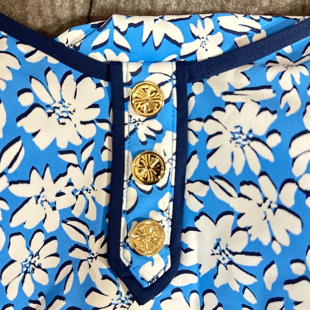 Lilly Pulitzer Baela Swimsuit in Lunar Blue Palm Beach Petals NWT [1457] - Picture 4 of 11